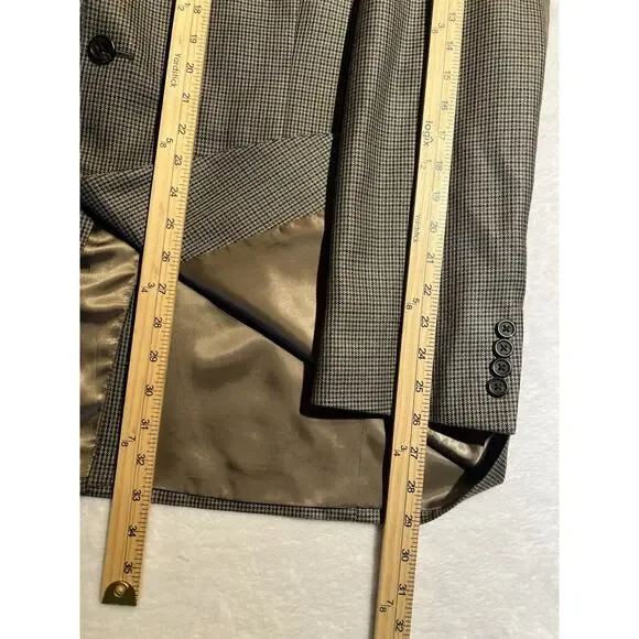 Ralph Lauren LRL Mens 48L Tan Brown Houndstooth Silk Wool Blazer Sport Jacket - Picture 13 of 14